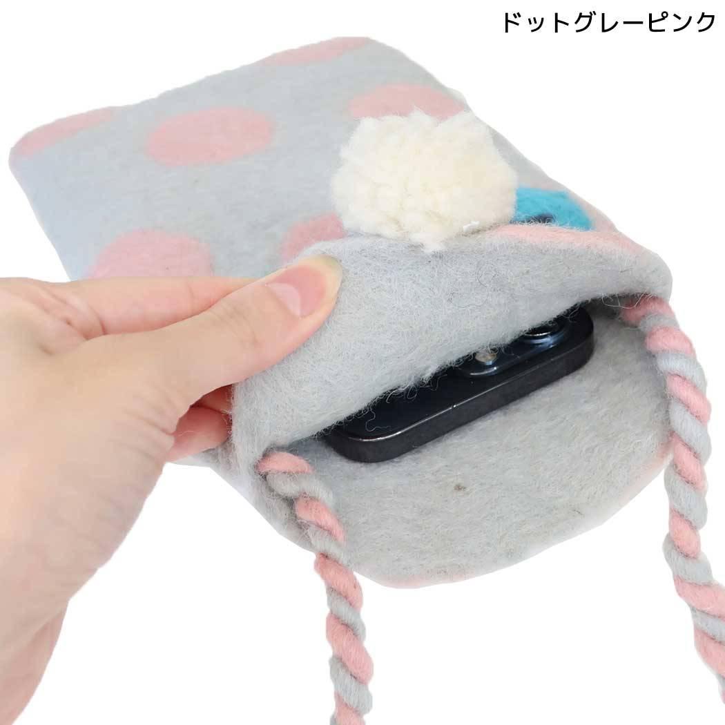 マルチポーチ ポシェット ビビモン ドット グレーピンク トモコーポレーション