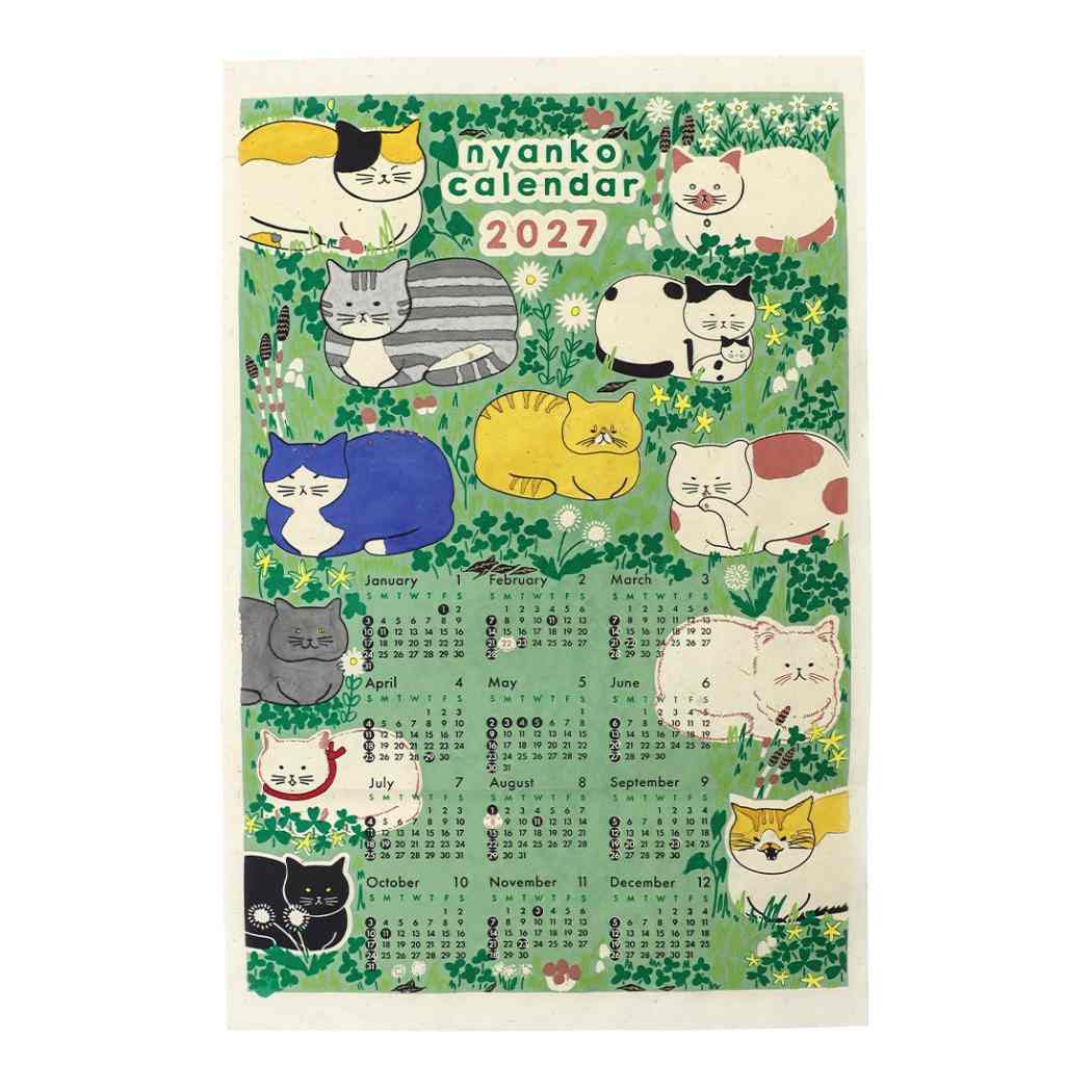 2027Calendar カレンダーワンページ にゃんこ 壁掛けカレンダー2027年 令和9年暦 トモコーポレーション