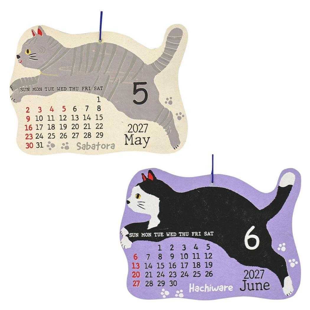 2027Calendar シェイプカレンダー フライングキャット 壁掛けカレンダー2027年 令和9年暦 トモコーポレーション