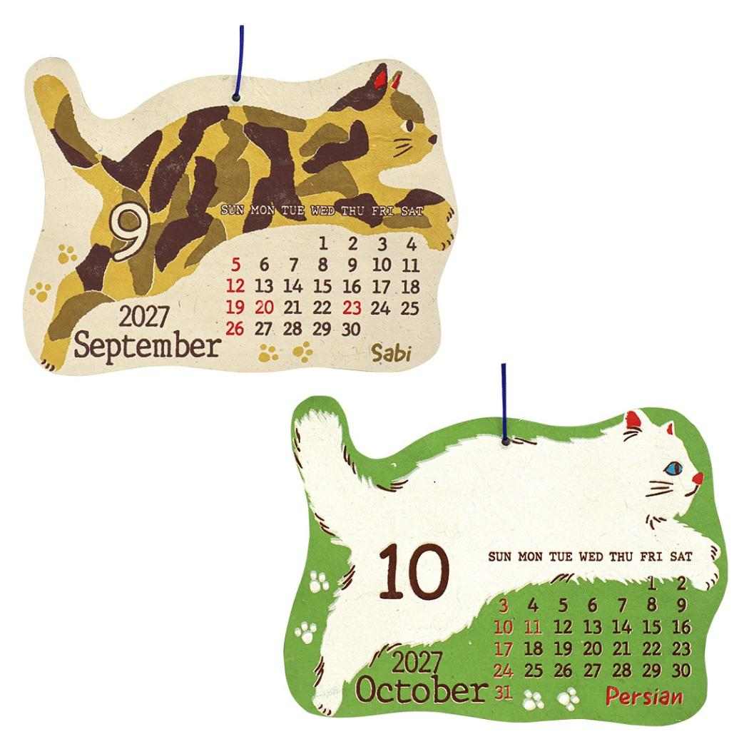 2027Calendar シェイプカレンダー フライングキャット 壁掛けカレンダー2027年 令和9年暦 トモコーポレーション