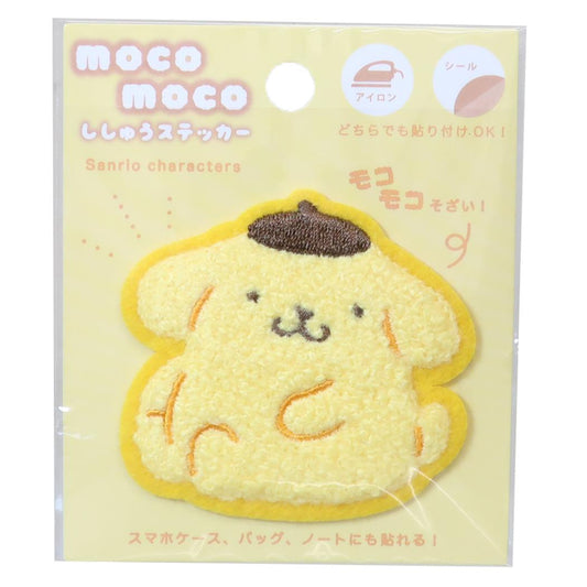 サンリオキャラクターズ ワッペン モコモコししゅうステッカー ちょこんとお座り ポムポムプリン Sanrio