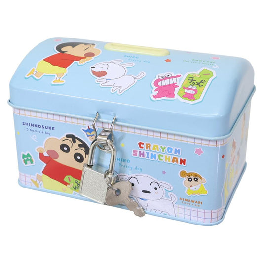 クレヨンしんちゃん 貯金箱 カギ付き缶バンク ステッカー ティーズファクトリー プレゼント アニメキャラクター グッズ シネマコレクション