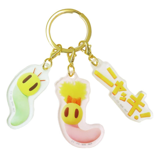 ニャッキ！ キーリング 3チャームキーホルダー ニャッキとピンクちゃん ティーズファクトリー アクリルキーホルダー アクキー キャラクター グッズ メール便可 シネマコレクション