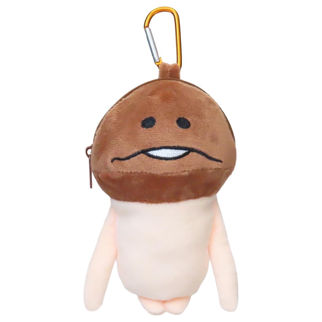 おさわり探偵なめこ栽培キット ミニポーチ カラビナ付きぬいぐるみファスナーマスコット なめこ ティーズファクトリー ミニぬいぐるみ かわいい プレゼント キャラクター グッズ シネマコレクション