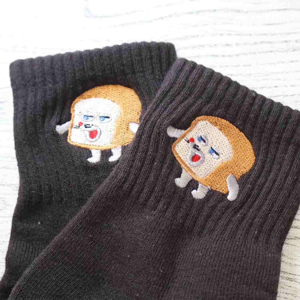パンどろぼう 女性用靴下 刺繍ソックス かんせい
