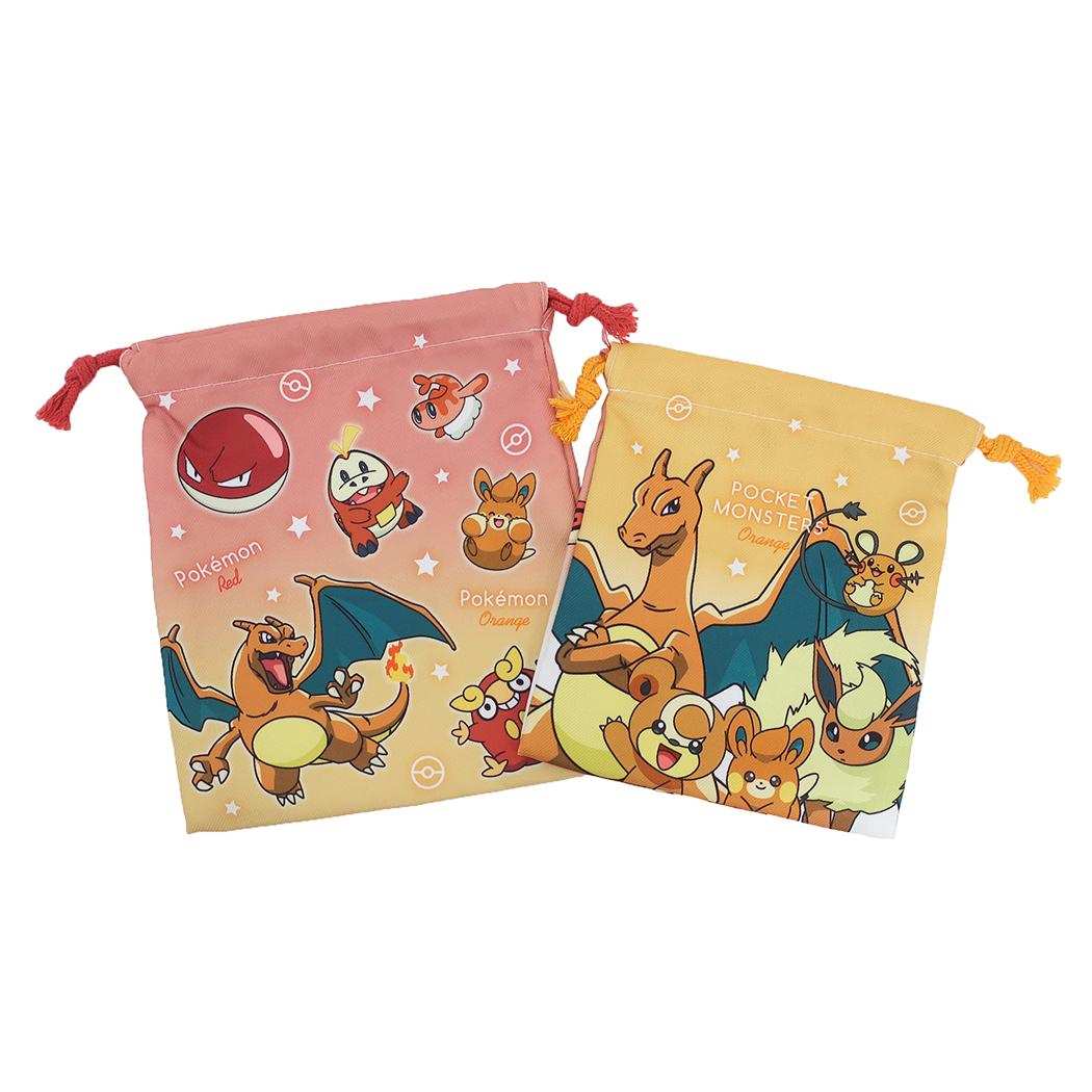 ポケットモンスター 巾着袋 2P巾着セット グラデーション レッド＆オレンジ ポケモン ティーズファクトリー 巾着ポーチ 収納袋 キャラクター グッズ メール便可 シネマコレクション