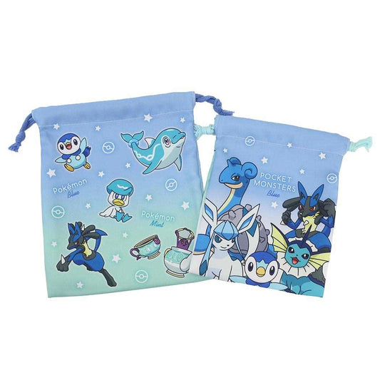ポケットモンスター 巾着袋 2P巾着セット グラデーション ブルー＆ミント ポケモン ティーズファクトリー 巾着ポーチ 収納袋 キャラクター グッズ メール便可 シネマコレクション