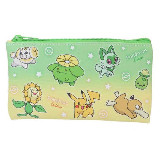 ポケットモンスター フラットポーチ フラットマルチポーチ グリーン＆イエロー ポケモン ティーズファクトリー 小物入れ ペンケース キャラクター グッズ メール便可 シネマコレクション