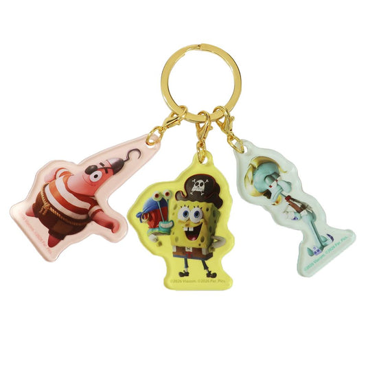 スポンジボブ キーリング 3チャームキーホルダー サーチ フォー スクエアパンツ 3連 アクキー キャラクター グッズ メール便可 シネマコレクション