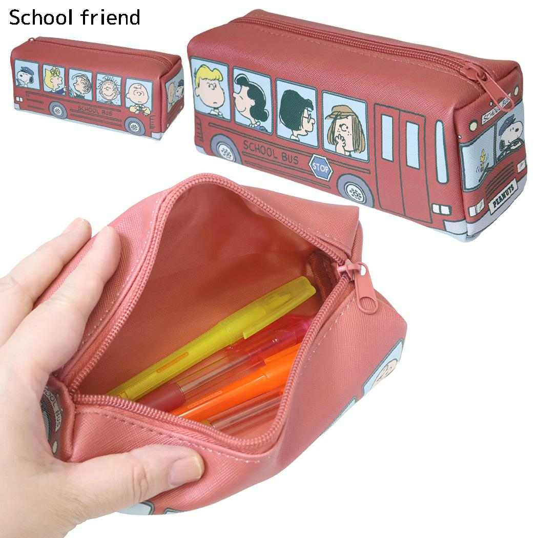 スヌーピー ペンケース バス型ポーチ Preppy style school bus school friend ピーナッツ