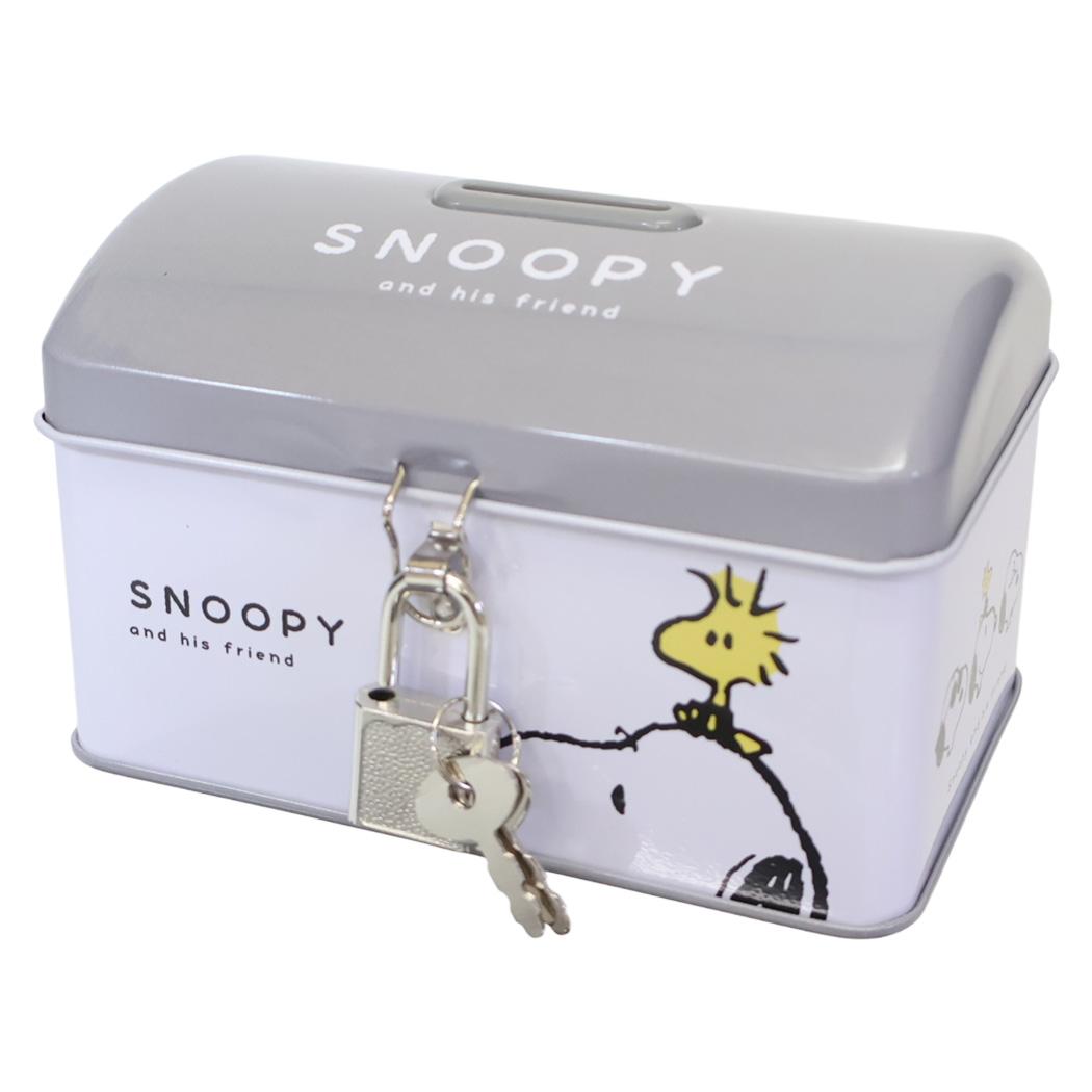 スヌーピー 貯金箱 カギ付き缶バンク モノクロ ピーナッツ ティーズファクトリー プレゼント キャラクター グッズ シネマコレクション