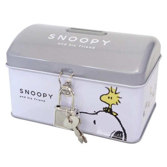 スヌーピー 貯金箱 カギ付き缶バンク モノクロ ピーナッツ ティーズファクトリー プレゼント キャラクター グッズ シネマコレクション