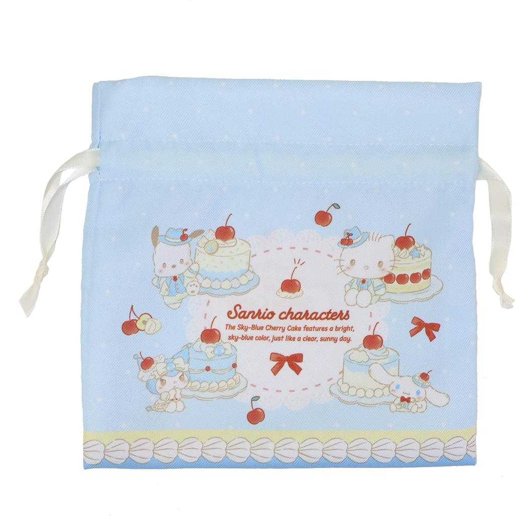 サンリオキャラクターズ 巾着袋 リボンフラット巾着 スカイブルーチェリーケーキ Sanrio きんちゃくポーチ 小物入れ キャラクター グッズ メール便可 シネマコレクション