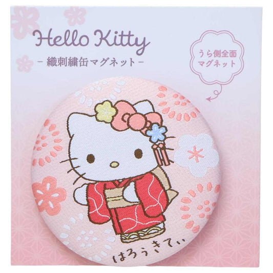 ハローキティ 磁石 織刺繍缶マグネット サンリオ ティーズファクトリー 冷蔵庫 キッチン キャラクター グッズ メール便可 シネマコレクション