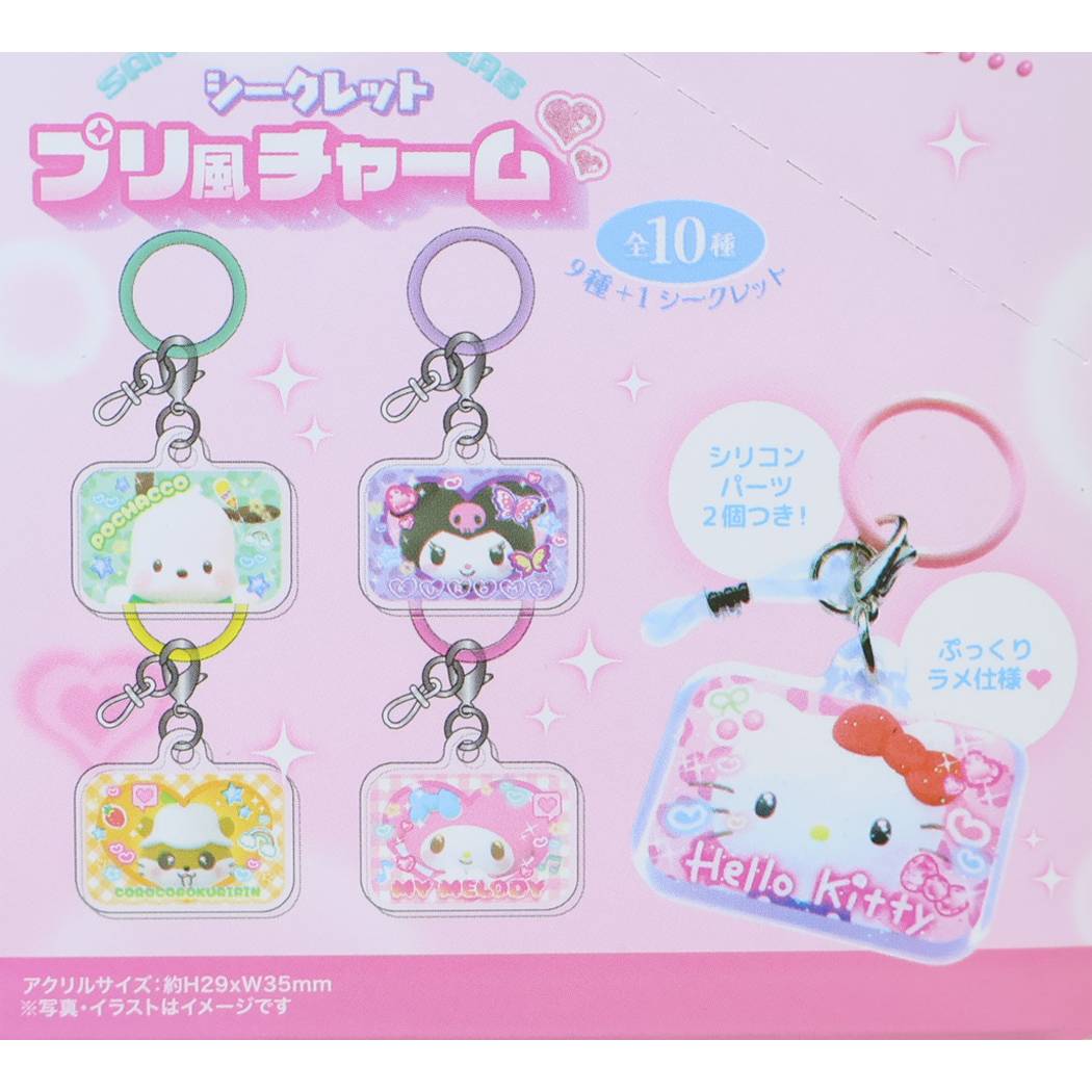 サンリオキャラクターズ めじるしチャーム シークレット プリ風チャーム 全10種 BOX 10個入セット Sanrio