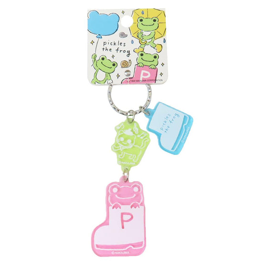 かえるのピクルス キーリング クリアアクリル3連キーホルダー クレヨンタッチ 長靴 牛久保工芸社 アクリルキーホルダー アクキー キャラクター グッズ メール便可 シネマコレクション