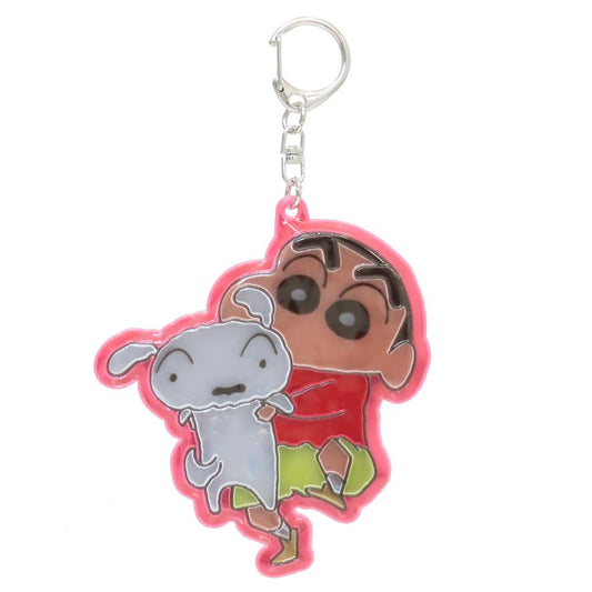 クレヨンしんちゃん キーリング ぴかぴかキーホルダー2 しんちゃん＆シロ ライト付き 光る 名札 アニメキャラクター グッズ メール便可 シネマコレクション