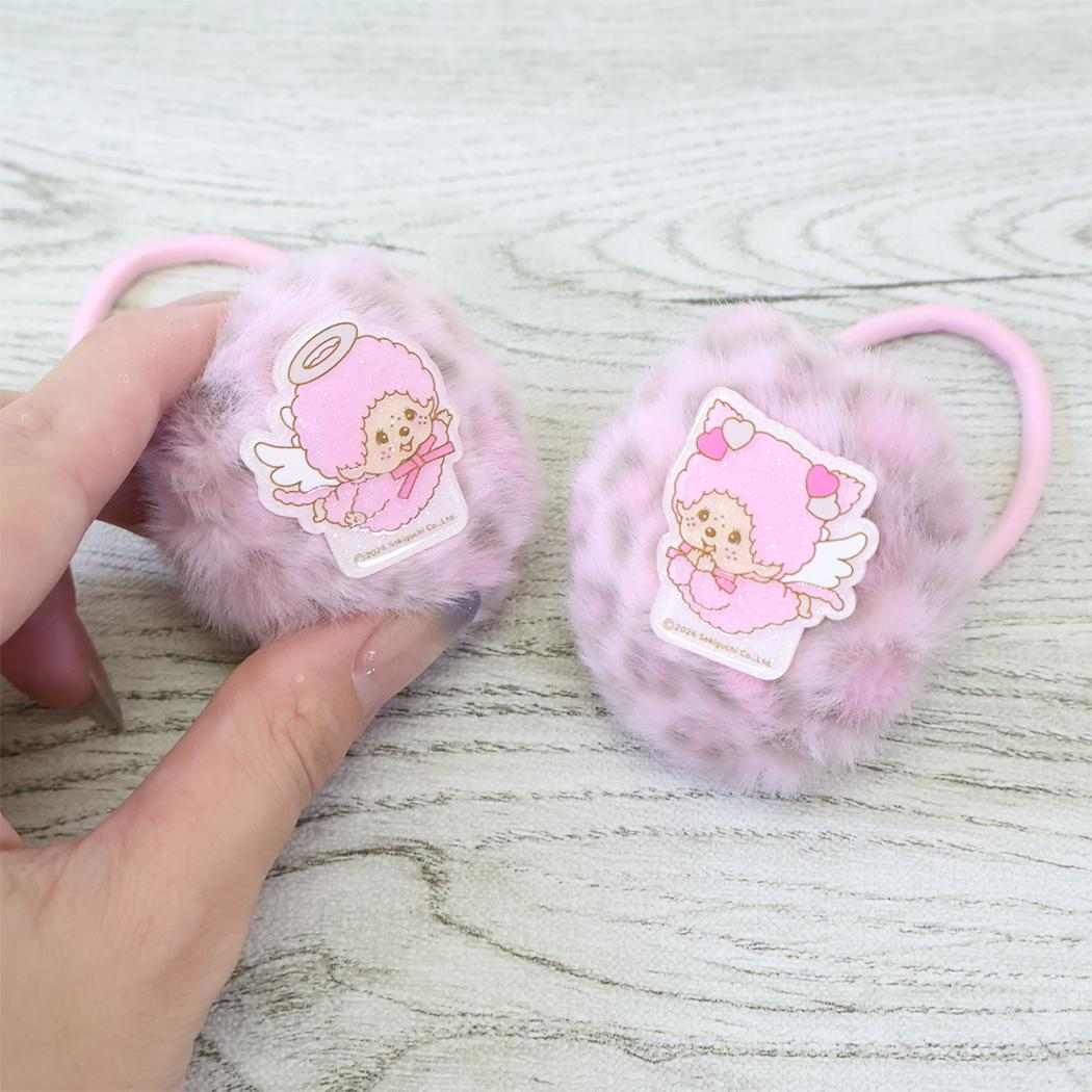 モンチッチ ヘアアクセ おめかしポンポンヘアゴム ヒョウ柄 ピンク