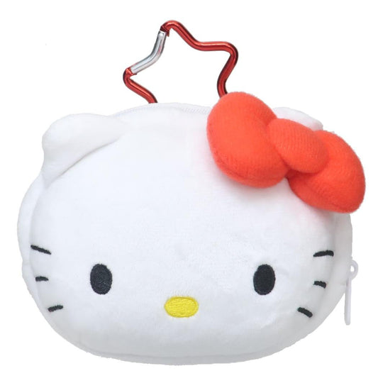 ハローキティ ミニポーチ カラビナ付きフェイスポーチ レッド サンリオ ユニック 小物入れ キャラクター グッズ シネマコレクション