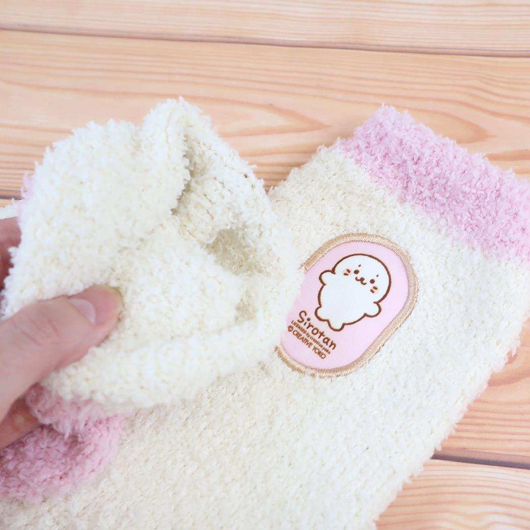 しろたん レディース 女性用防寒靴下 マシュマロ クルー ソックス 23-25cm しろたんワッペン ウイックス
