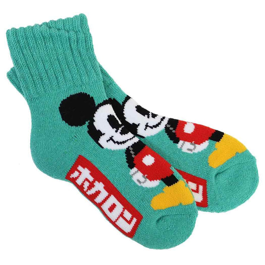 ミッキーマウス キッズ 子供用防寒靴下 履くホカロン ロークルー 総パイル ソックス 15-20cm ディズニー ウイックス