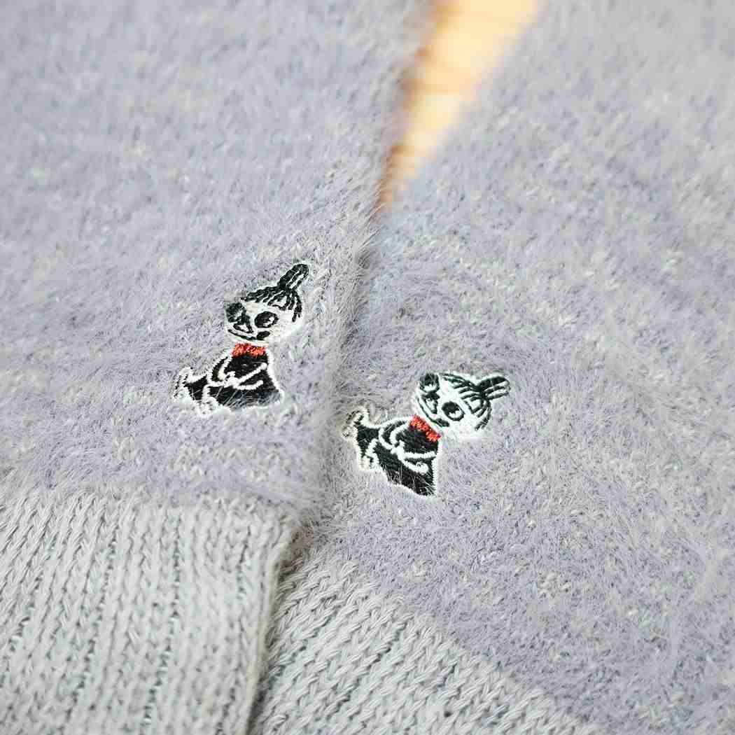 ムーミン アームウォーマー フェザー リトルミイ 刺繍 無地 ブルー 北欧 ウイックス