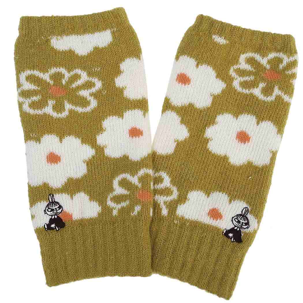 ムーミン アームウォーマー リトルミイ 刺繍 花柄 ふわニット イエロー 北欧 ウイックス