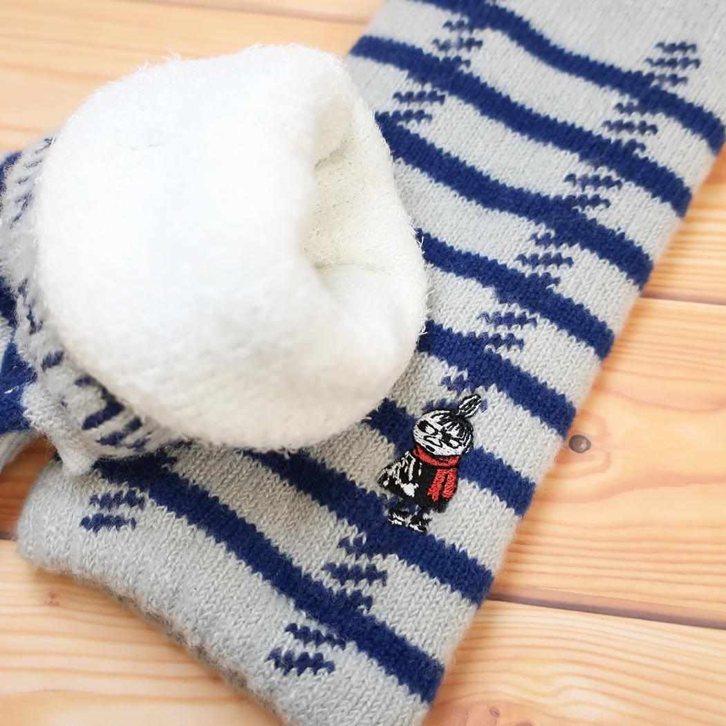 ムーミン アームウォーマー リトルミイ 刺繍 チェック 二重編み グレー 北欧 ウイックス