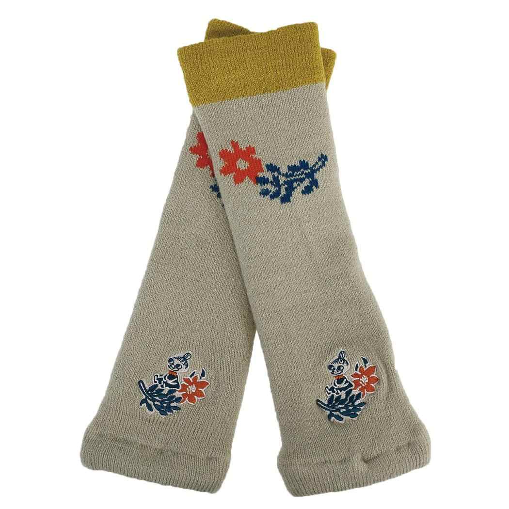 ムーミン レッグウォーマー リトルミイ フラワー 切替 刺繍 内マシュマロ レッグカバー グレー 北欧 ウイックス