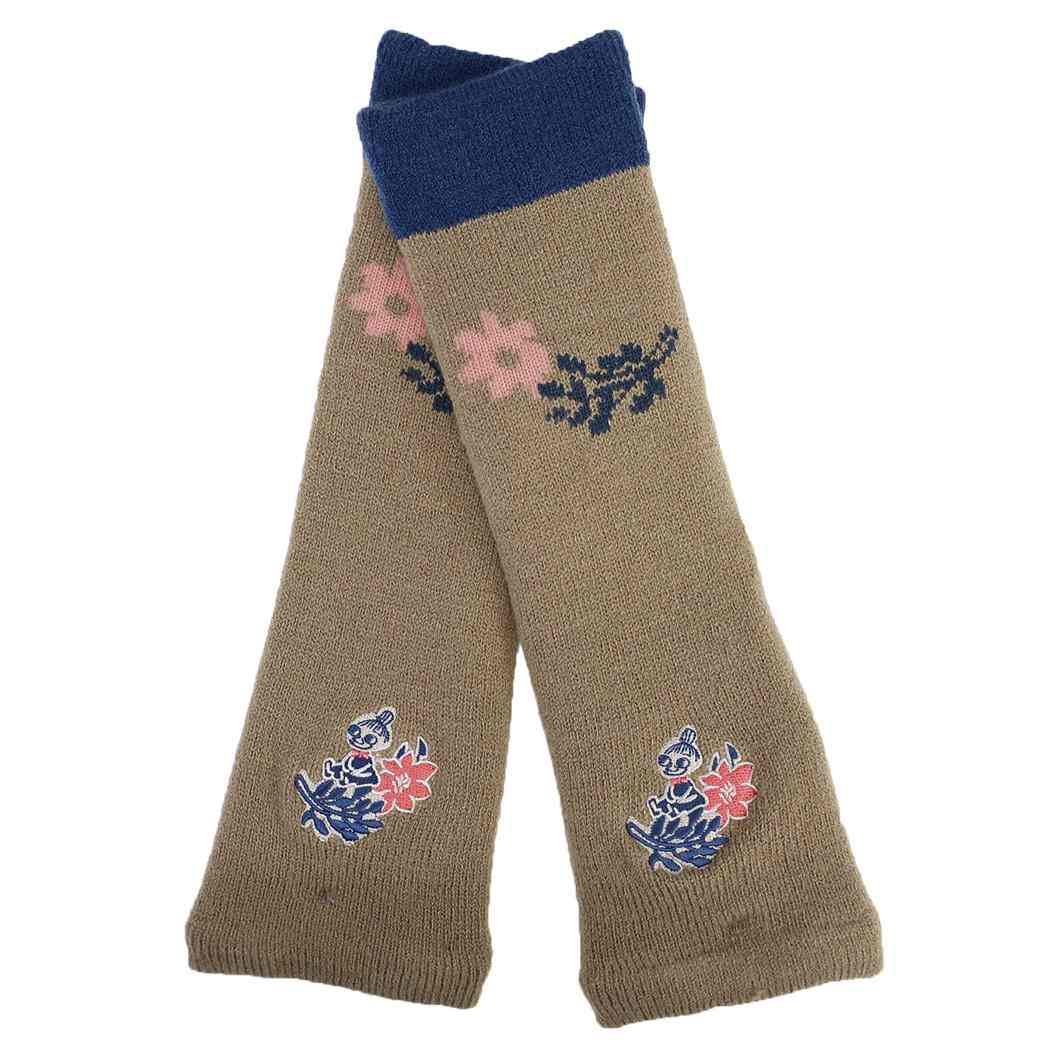 ムーミン レッグウォーマー リトルミイ フラワー 切替 刺繍 内マシュマロ レッグカバー ブラウン 北欧 ウイックス
