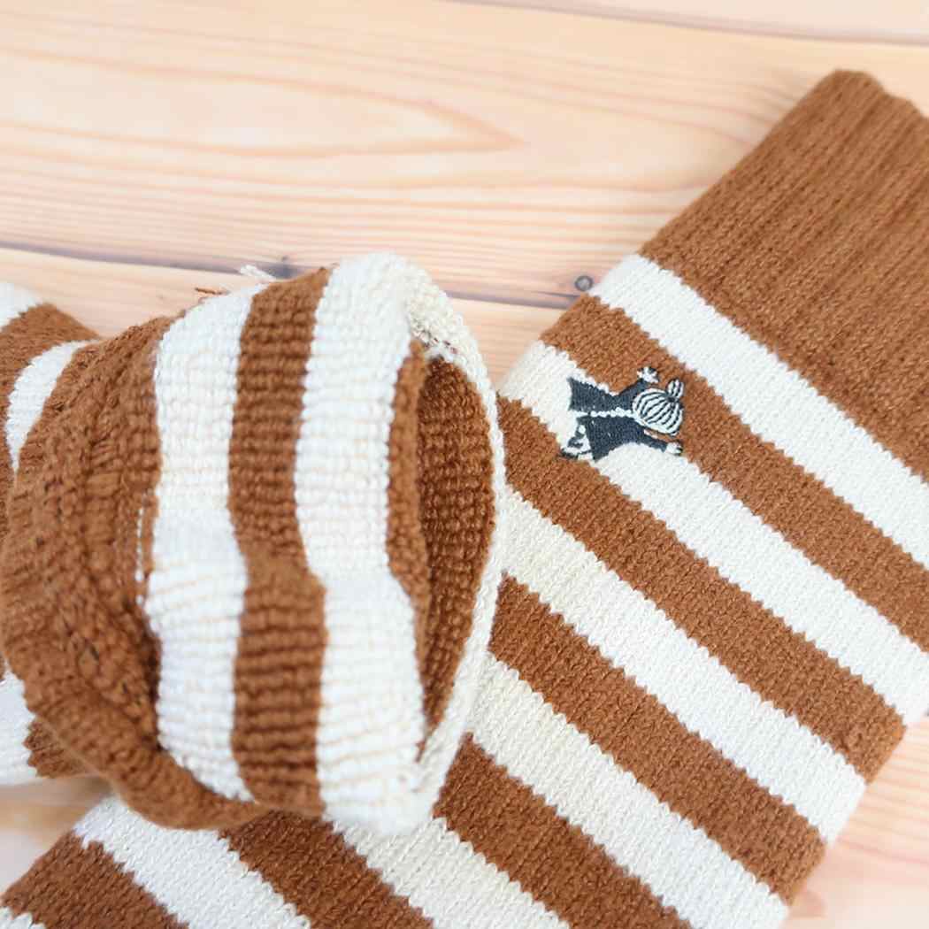 ムーミン レッグウォーマー ボーダー リトルミイ 刺繍 フワフワパイル レッグカバー オレンジ 北欧 ウイックス