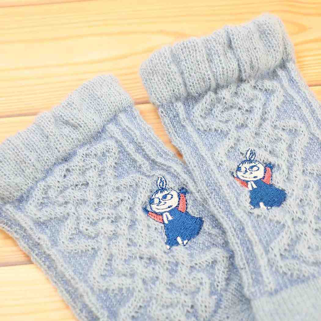 ムーミン 靴下 ダイヤ リトルミイ 刺繍 ロークルー ふわニット 逆スパ SWH ブルー 北欧 ウイックス
