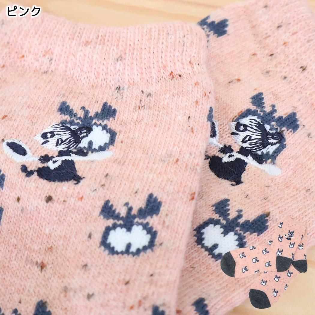 ムーミン 靴下 ロークルー ネップ ソックス フルーツ柄 リトルミイ 刺繍 ピンク 北欧 ウイックス