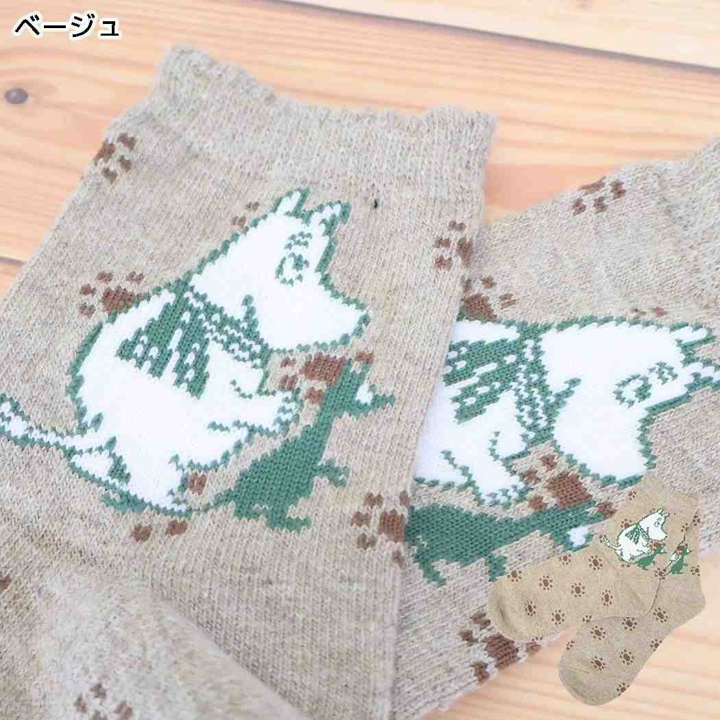 ムーミン 靴下 ロークルー ヤワラカウール ソックス ムーミン＆スニフ ベージュ 北欧 ウイックス