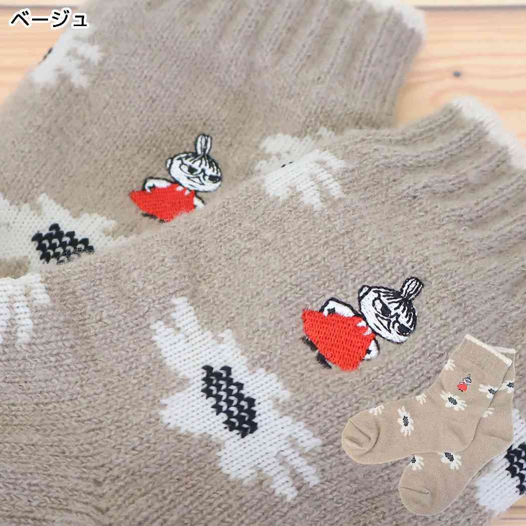 ムーミン 靴下 ホーム 内シルク二重編み ソックス リトルミイ刺繍 ベージュ 北欧 ウイックス
