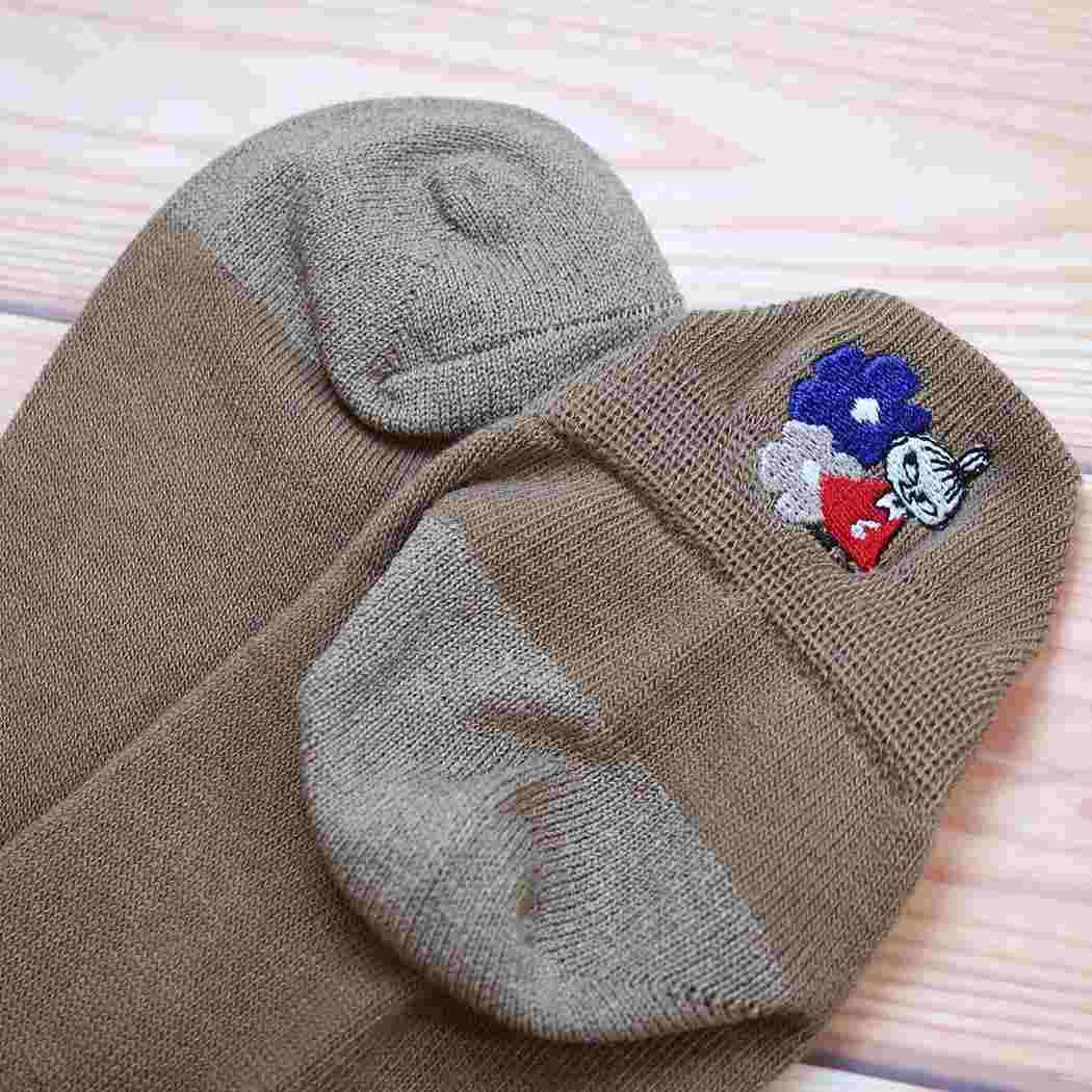 ムーミン 靴下 アンクル 二面紙 リトルミイ刺繍 ブルー 北欧 ウイックス