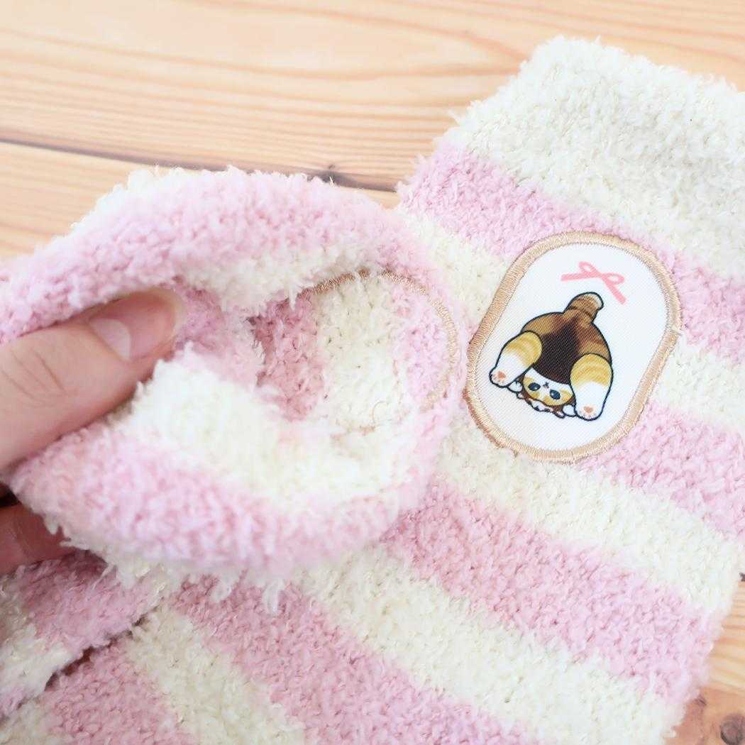 モフサンド レディース 女性用防寒靴下 マシュマロ クルー ソックス 23-25cm くるりんぱワッペン mofusand ウイックス