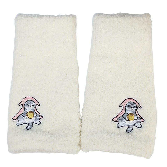 モフサンド アームカバー マシュマロアームウォーマー ゆるにゃん刺繍 オフホワイト mofusand ウイックス