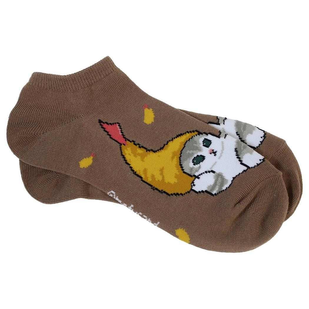 モフサンド 女性用靴下 レディース アンクルソックス エビにゃん柄 mofusand ウイックス