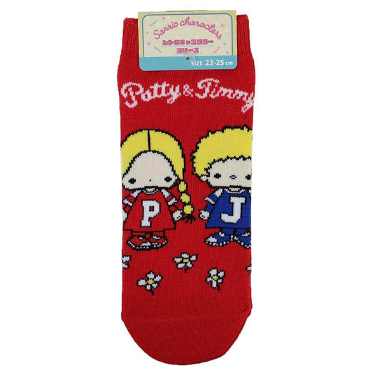 パティ＆ジミー 女性用靴下 レディース フロントアンクルソックス レトロ 花畑柄 サンリオ ウイックス