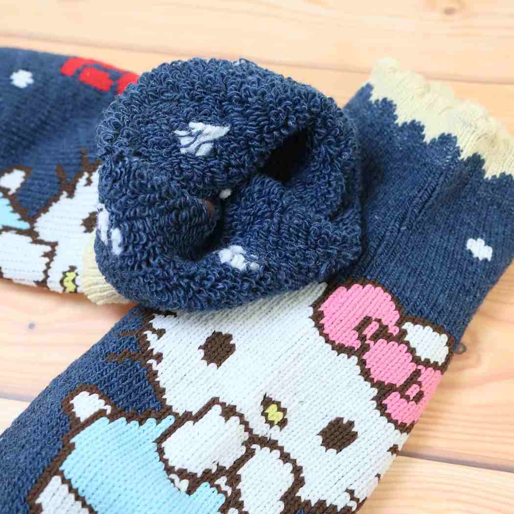 サンリオキャラクターズ レディース 女性用防寒靴下 履くホカロン 10cm丈 総パイル ソックス 23-25cm ハローキティ Sanrio ウイックス