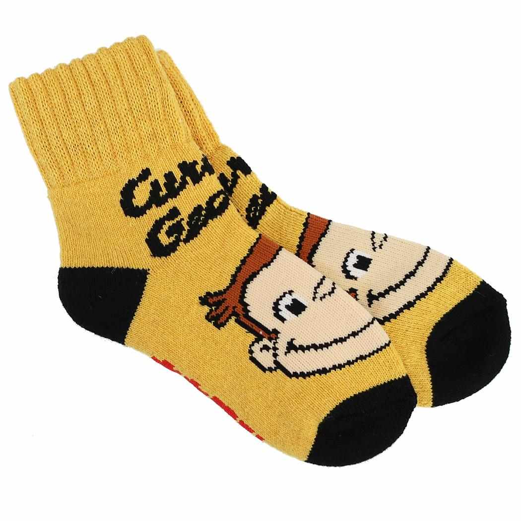 おさるのジョージ レディース 女性用防寒靴下 履くホカロン ホームロークルー 総パイル ソックス 23-25cm ウイックス
