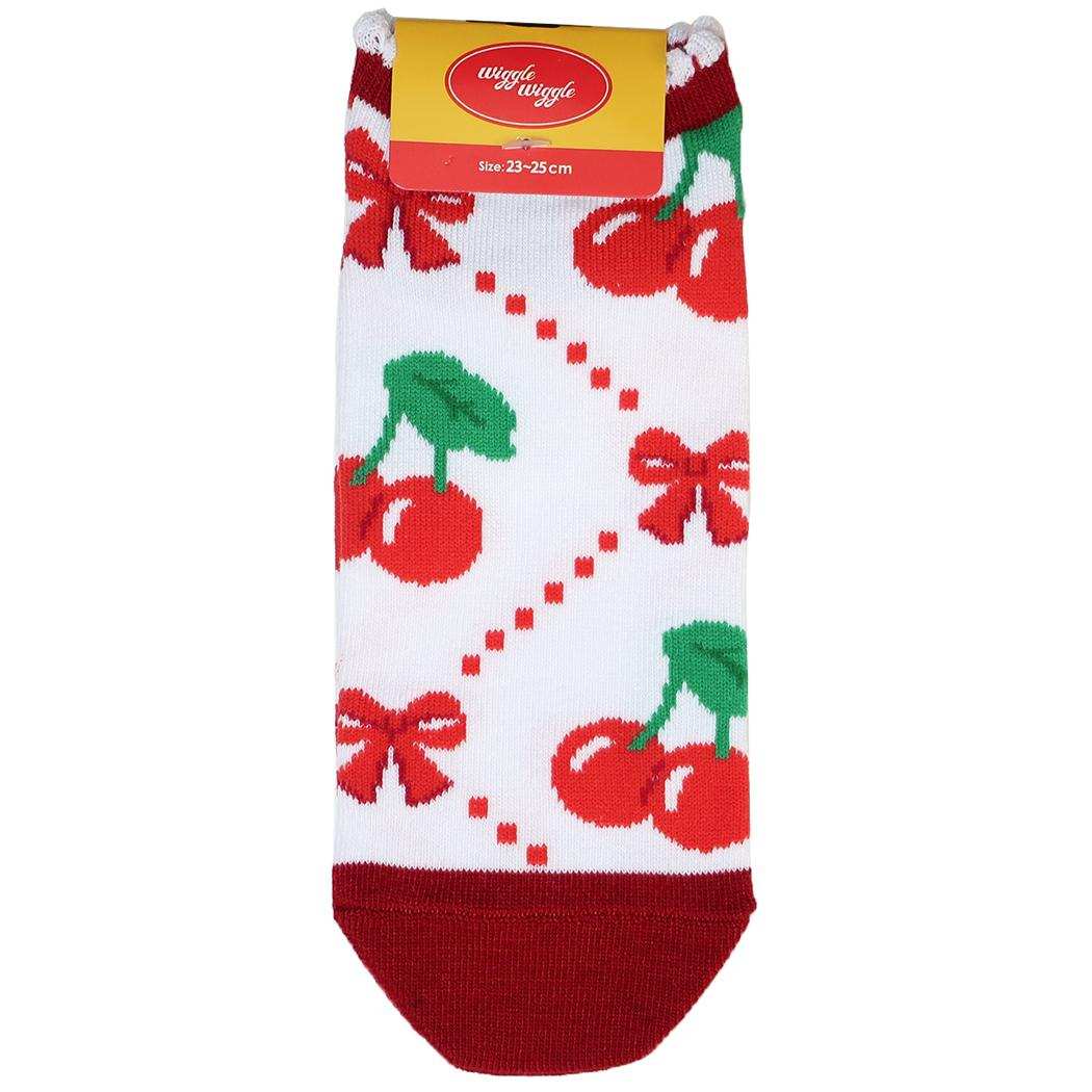 wiggle wiggle ウィグルウィグル レディース 女性用靴下 フロントアンクルソックス 23-25cm Cherry柄 ウイックス
