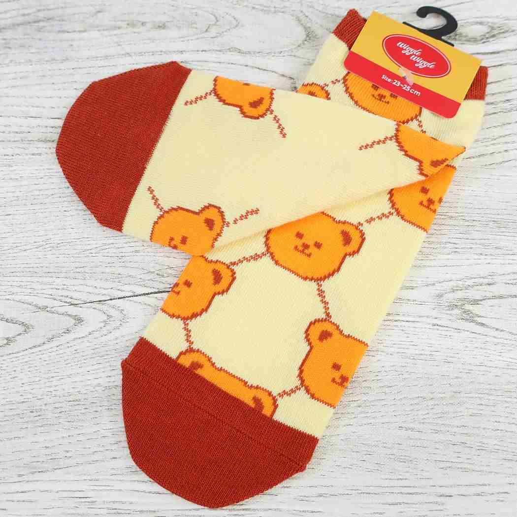wiggle wiggle ウィグルウィグル レディース 女性用靴下 フロントアンクルソックス 23-25cm WiggleBear柄 ウイックス