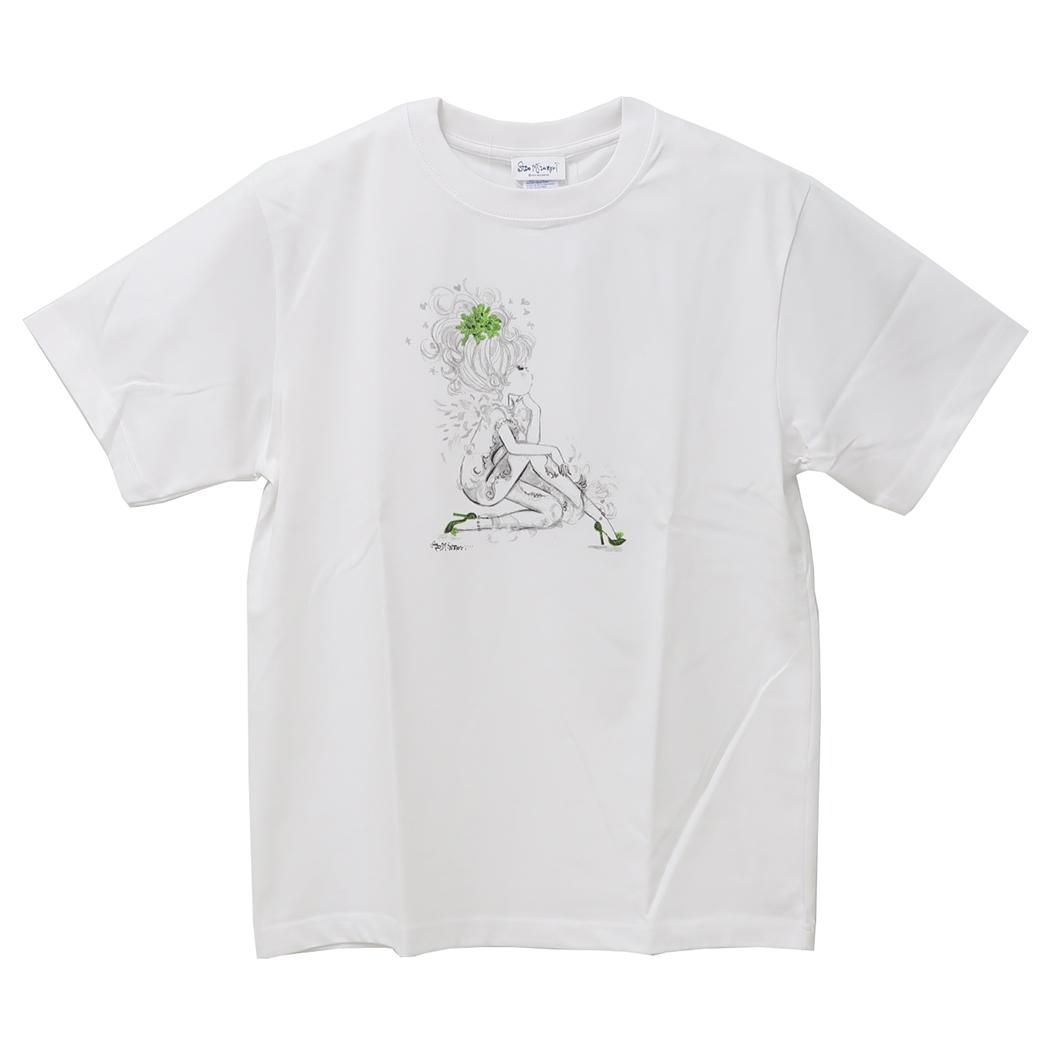 水森亜土 T-SHIRTS ドライクールタッチTシャツ シンガー ホワイト ワタナベ