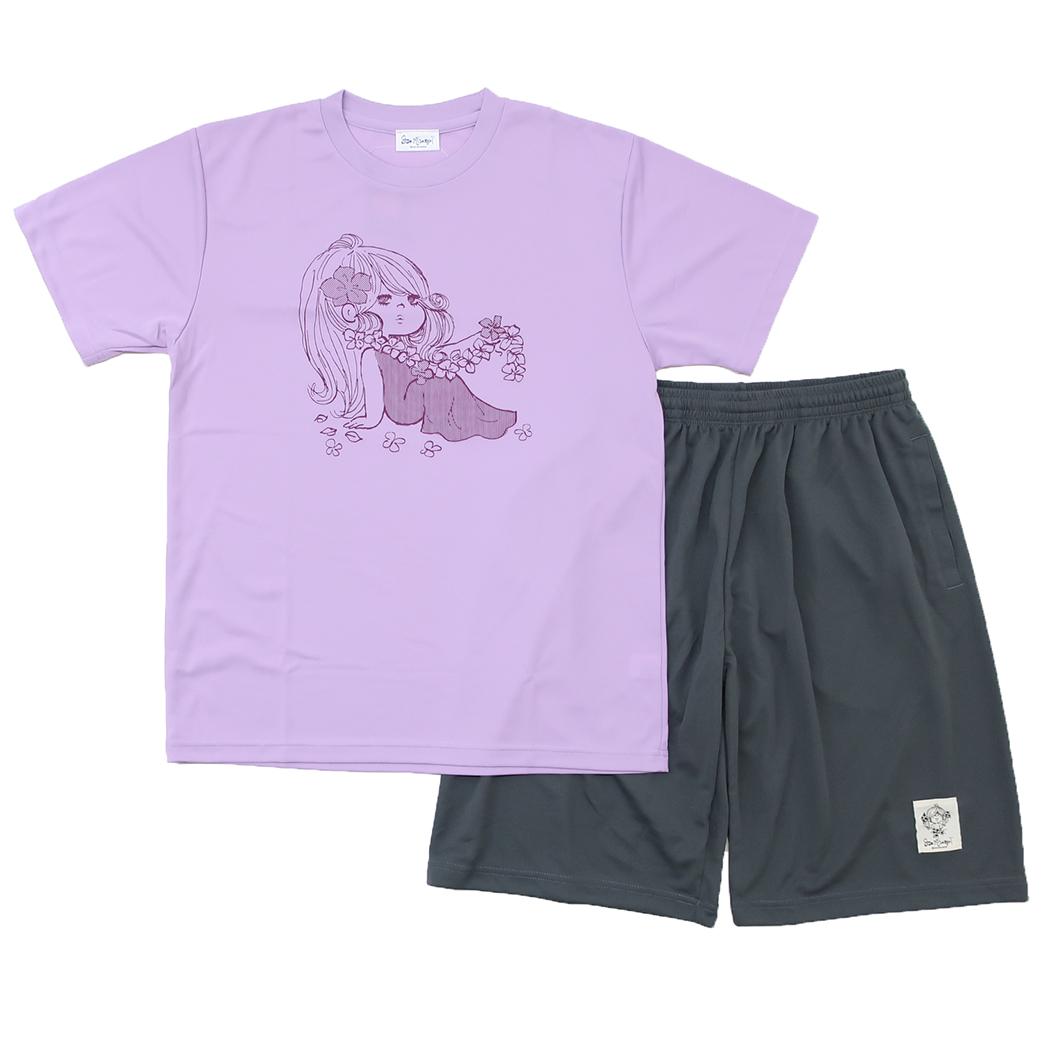 水森亜土 Tシャツ＆ズボン リラックス ドライセットアップ フラワーレイ ワタナベ