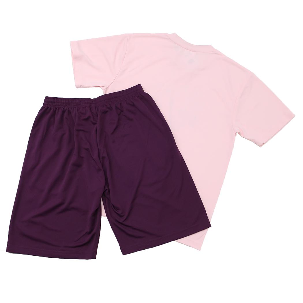 水森亜土 Tシャツ＆ズボン リラックス ドライセットアップ ハート ライトピンク＆パープル ワタナベ