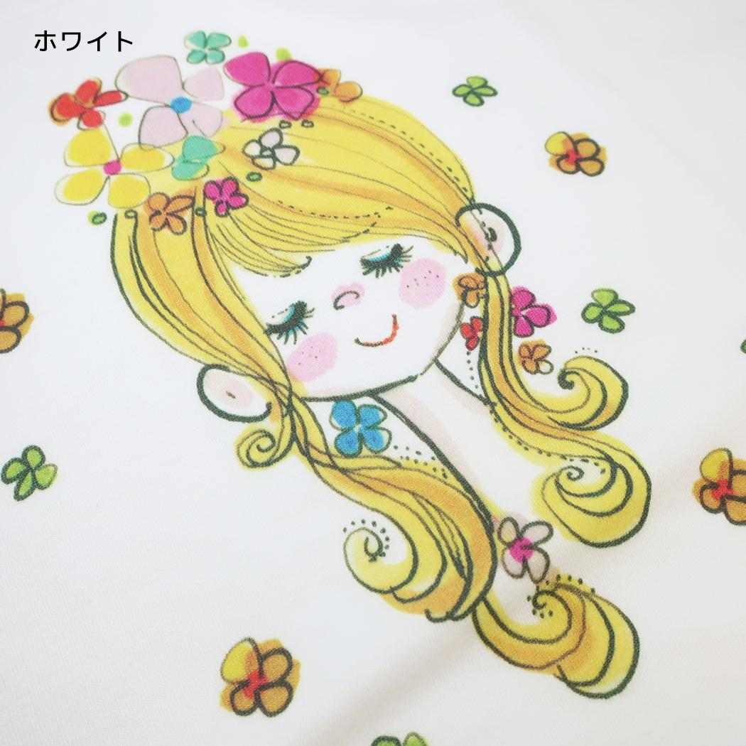 水森亜土 Tシャツ レディース T-SHIRTS フラワー ホワイト ワタナベ