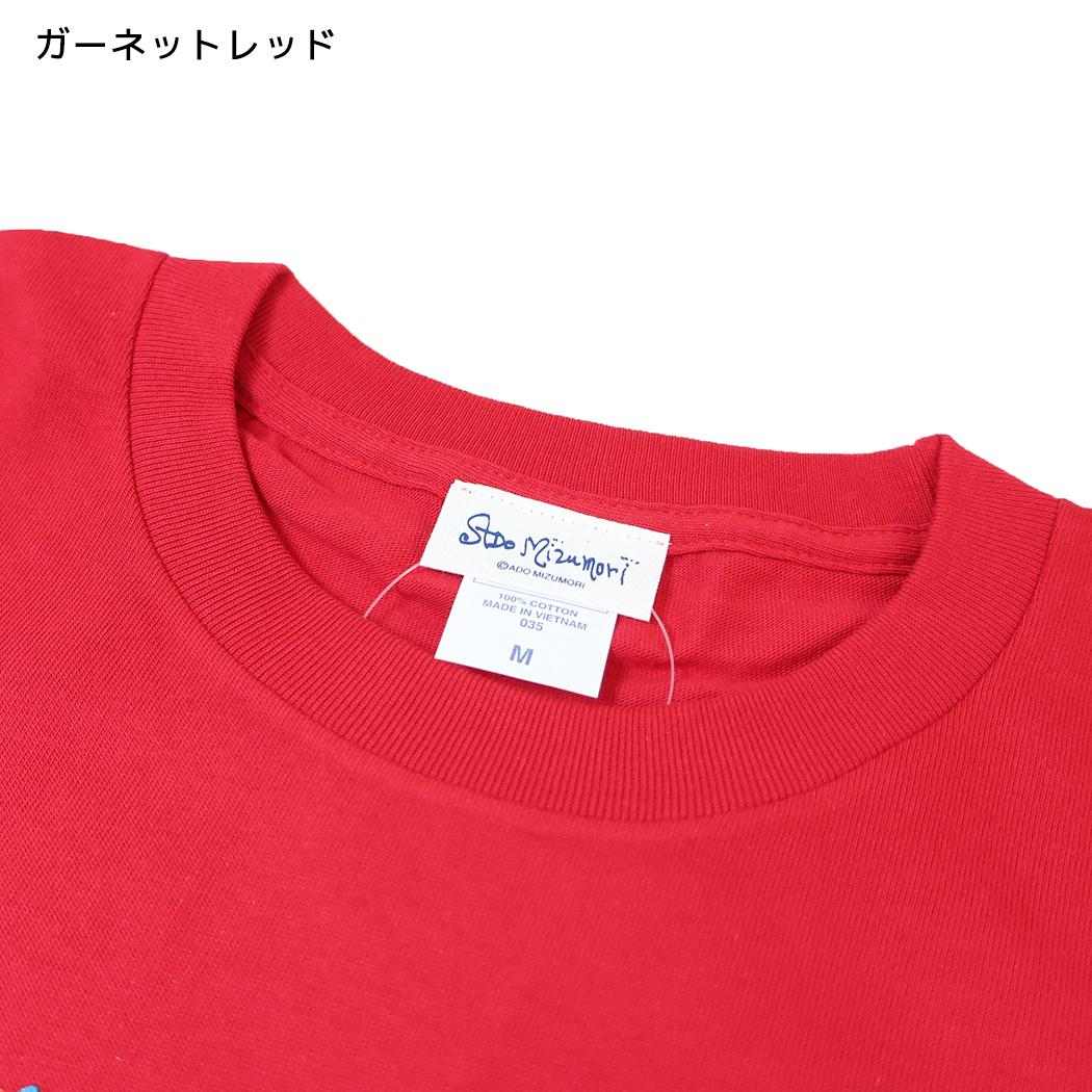 水森亜土 Tシャツ レディース T-SHIRTS キス ガーネットレッド ワタナベ