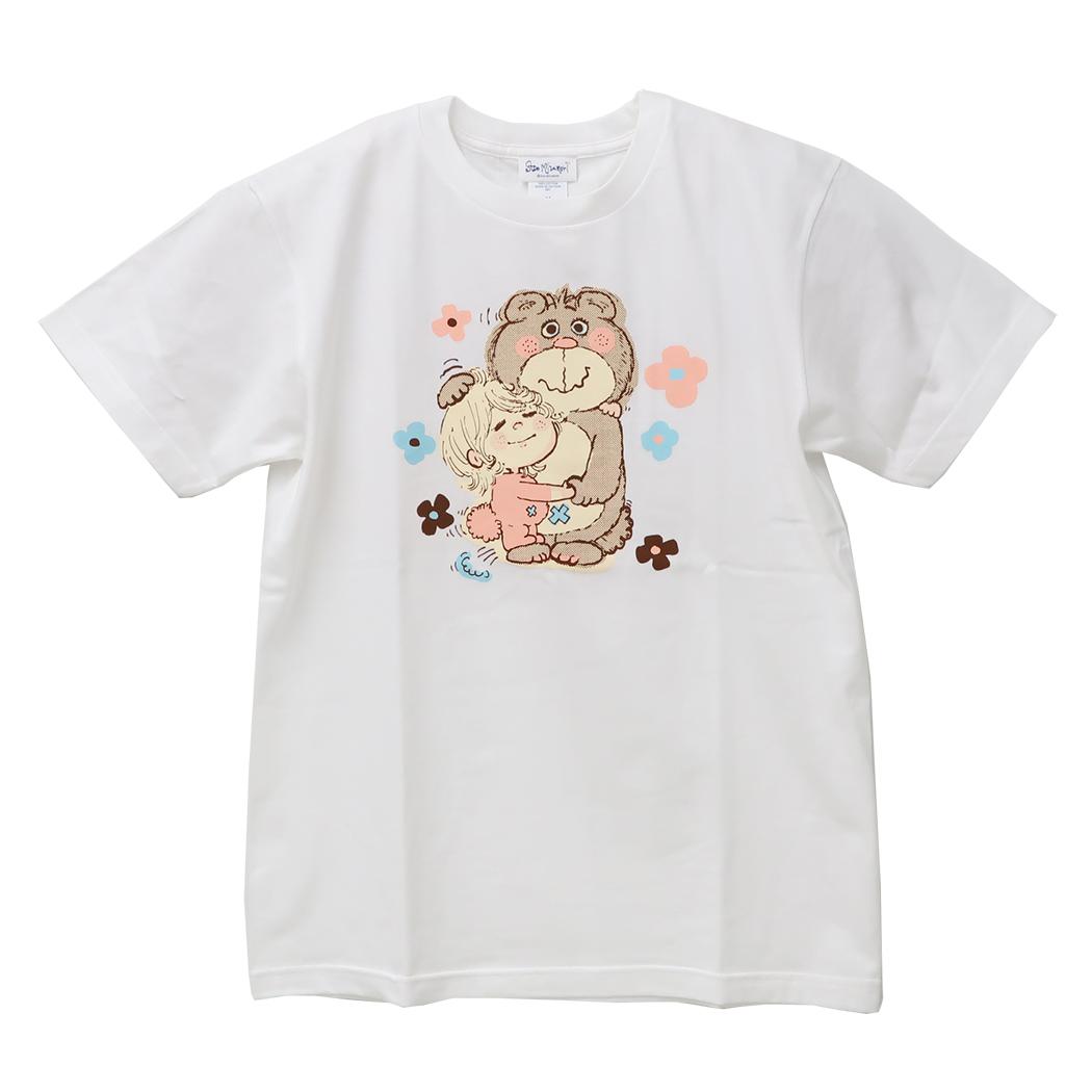 水森亜土 Tシャツ レディース T-SHIRTS クマ ホワイト ワタナベ